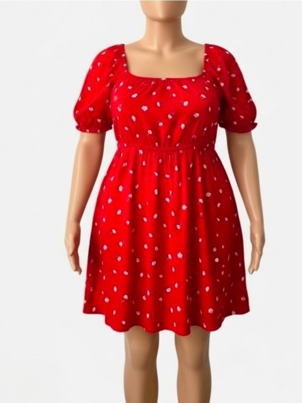 Torrid Red Floral Short-Sleeve Dress